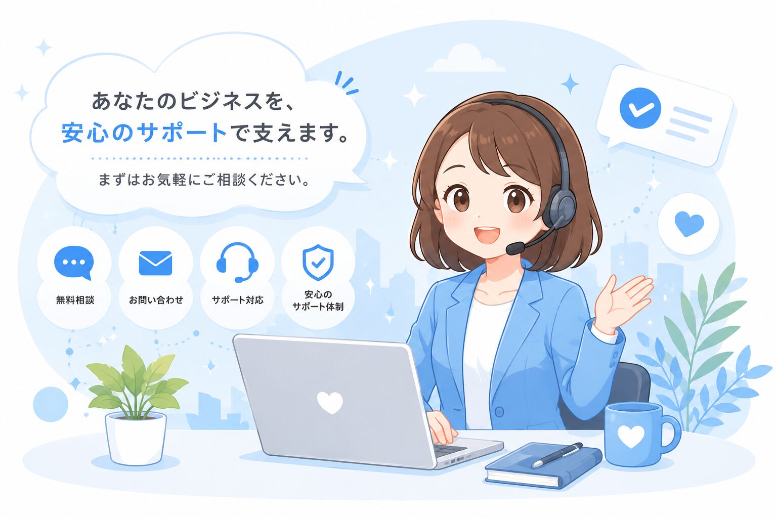 ラフ太郎と女性スタッフ